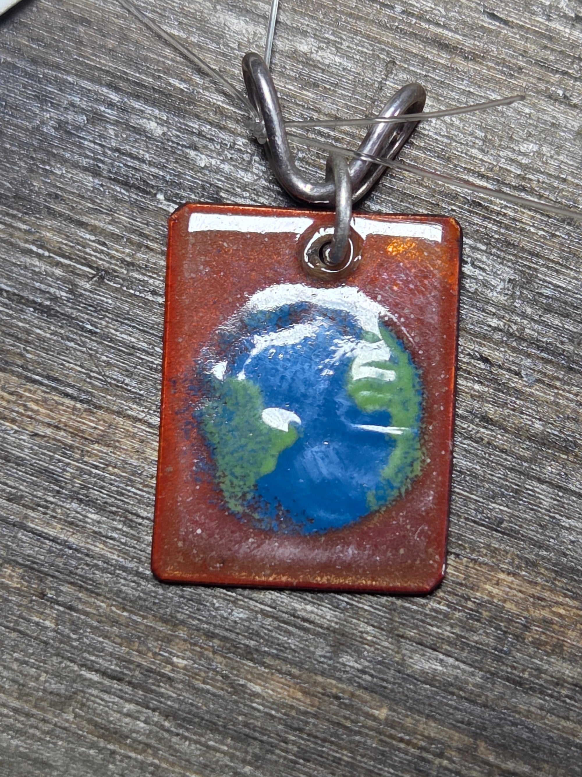 Enamel Earth Pendant - Enamel Pendant   0624 - handmade by Beth Millner Jewelry