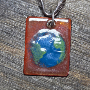 Enamel Earth Pendant - Enamel Pendant   0624 - handmade by Beth Millner Jewelry