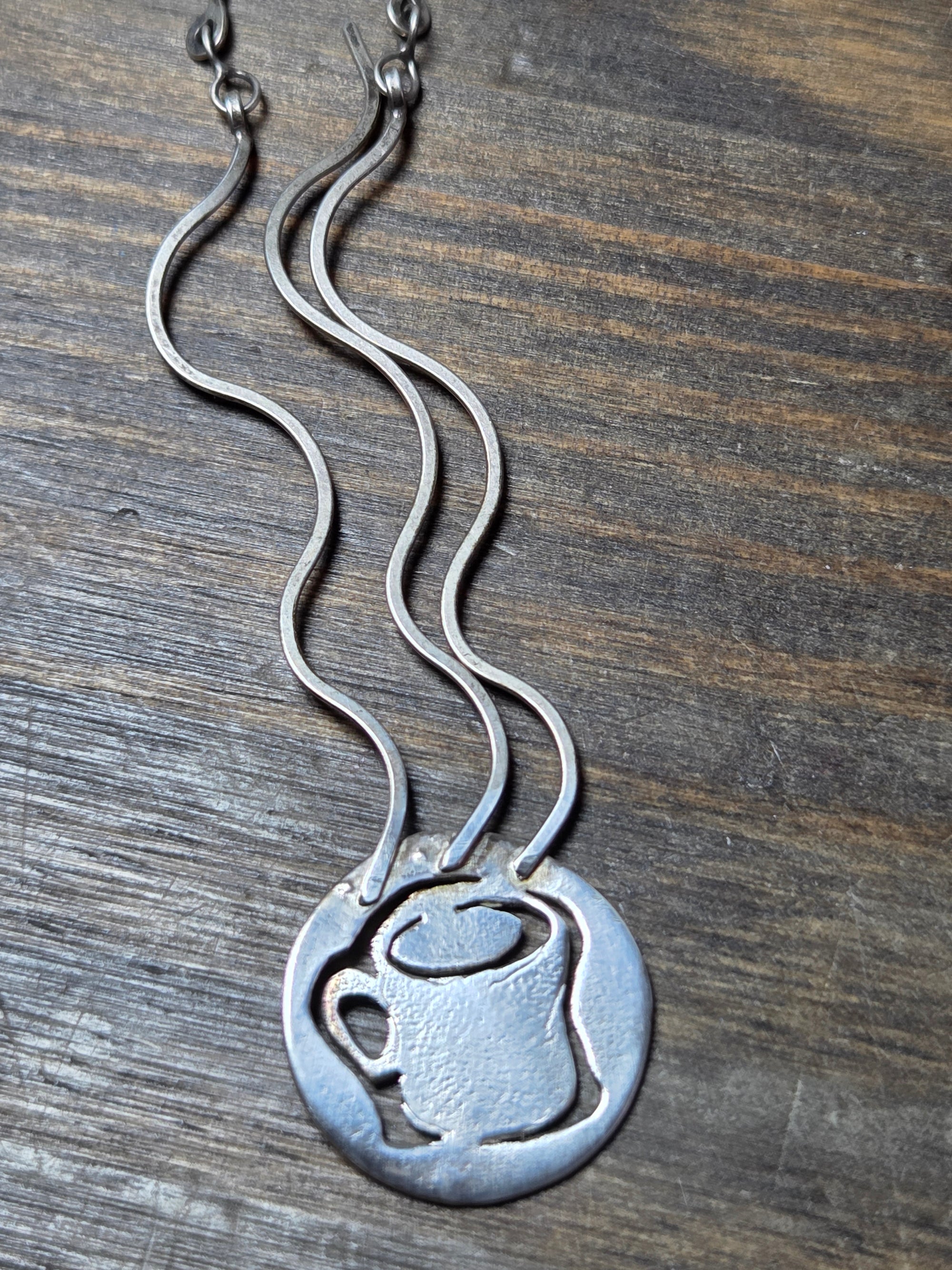 Coffee Cup Sterling Silver Necklace - Necklace   9075 - handmade by Beth Millner Jewelry