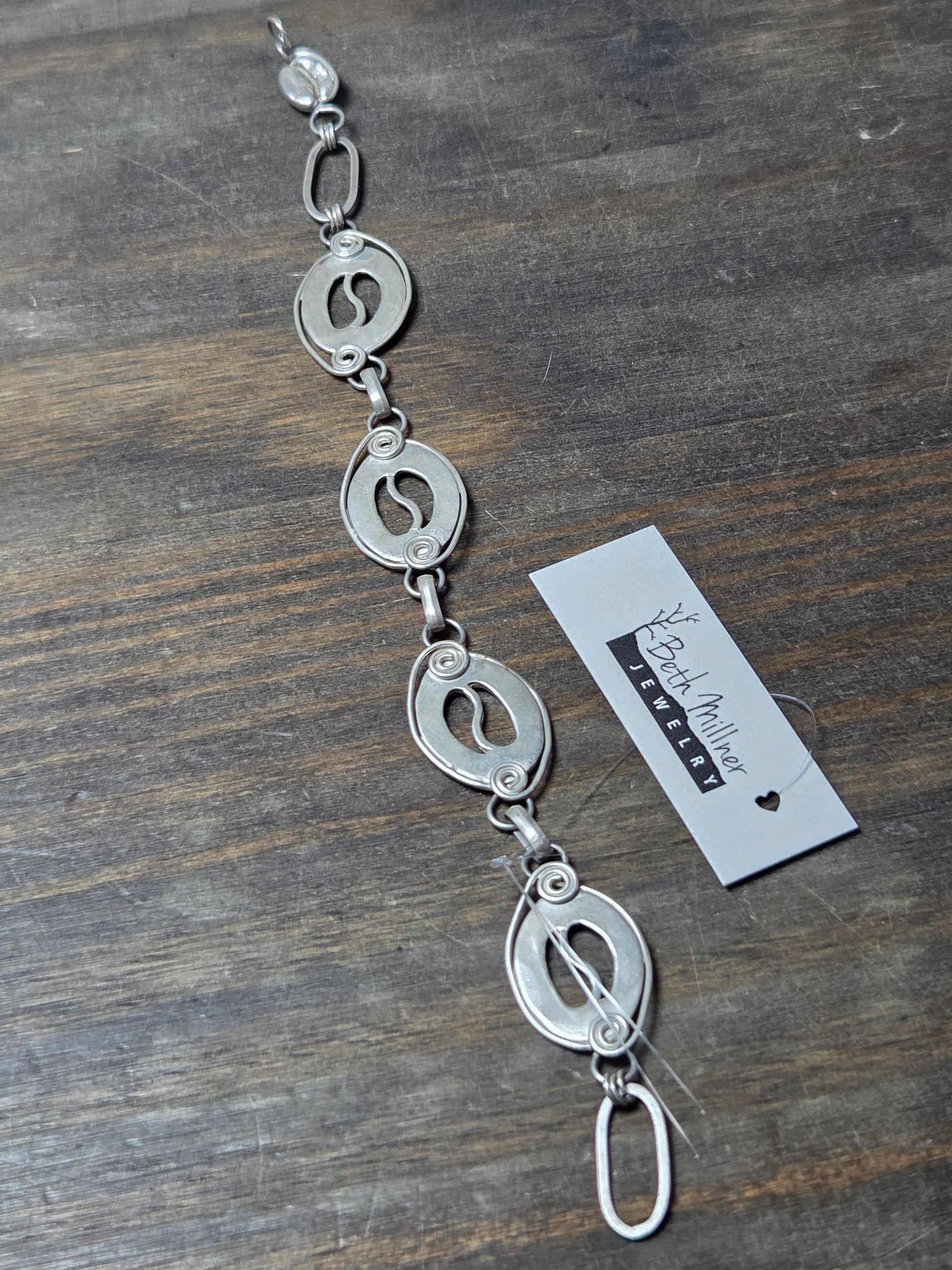 Coffee Bean Wire Wrap Chain Bracelet and Earrings Set - Bracelet   9073 - handmade by Beth Millner Jewelry