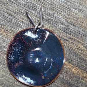 Blue Enamel Lilly Pad Flower Pendant - Enamel Pendant   0443 - handmade by Beth Millner Jewelry