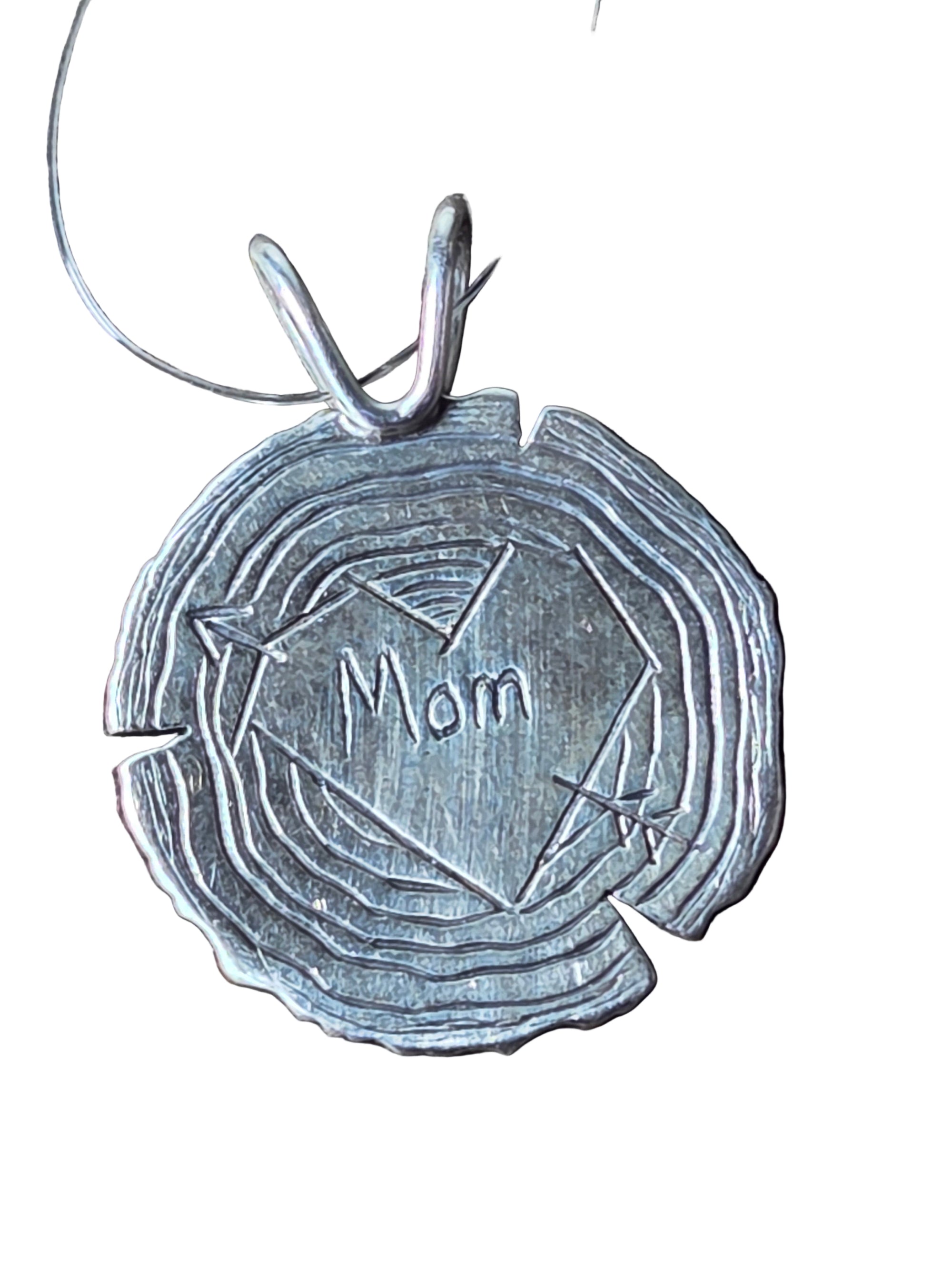 Large Carved Heartwood Engraved Mom Pendant - Silver Pendant   7224 - handmade by Beth Millner Jewelry