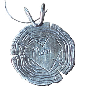 Large Carved Heartwood Engraved Mom Pendant - Silver Pendant   7224 - handmade by Beth Millner Jewelry