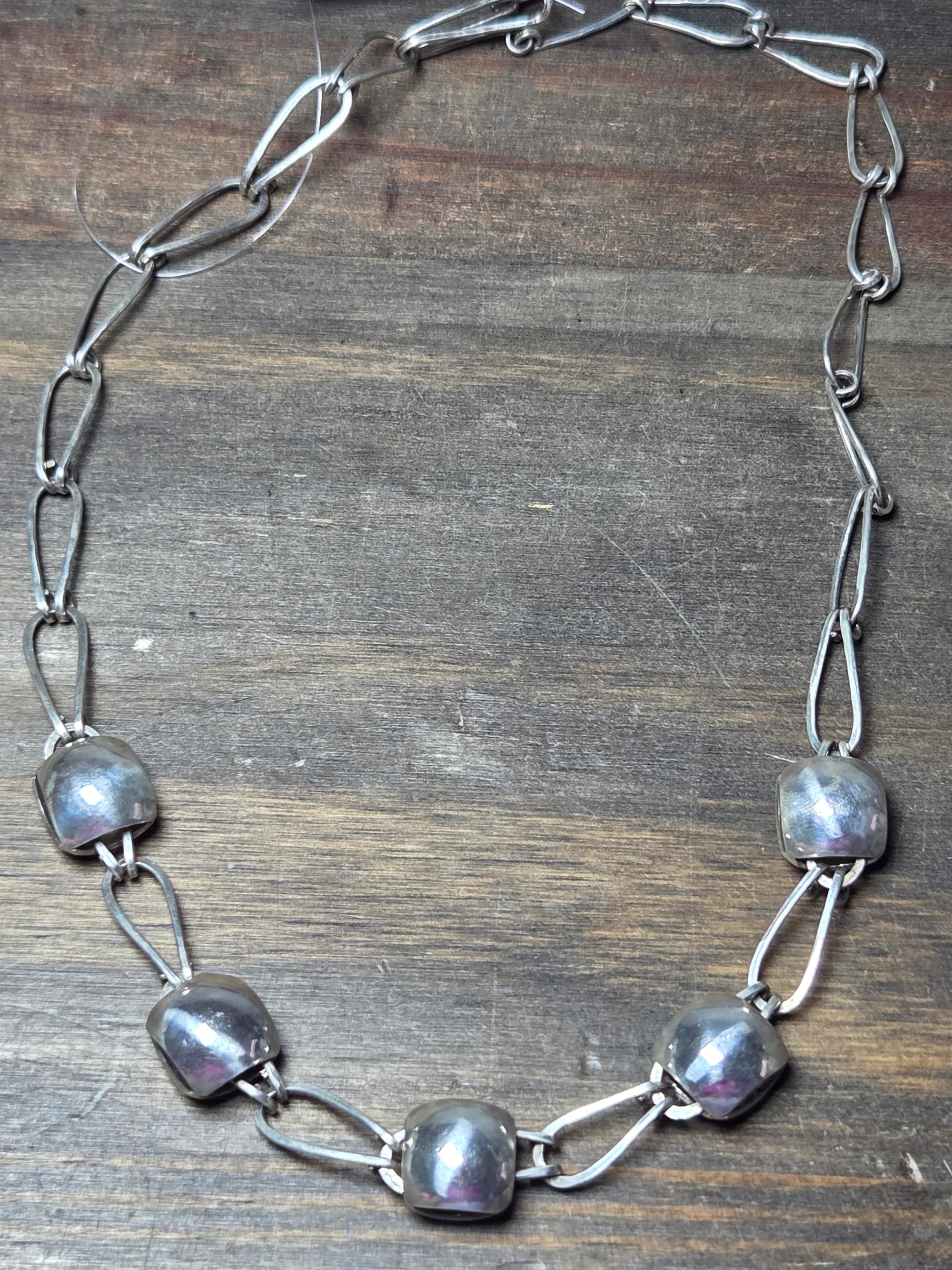 Pillow Bead Roots Sterling Silver Necklace - Necklace   9062 - handmade by Beth Millner Jewelry