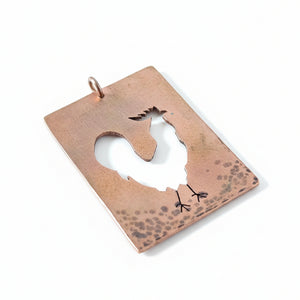 Copper Chicken Pendant - Copper Pendant   9084 - handmade by Beth Millner Jewelry