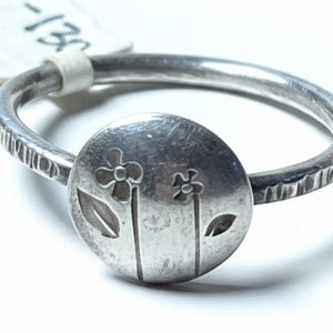 Floral Tree Bark Silver Ring 9.25 or 7 - Ring  9.5  7 MIL-130 - handmade by Beth Millner Jewelry