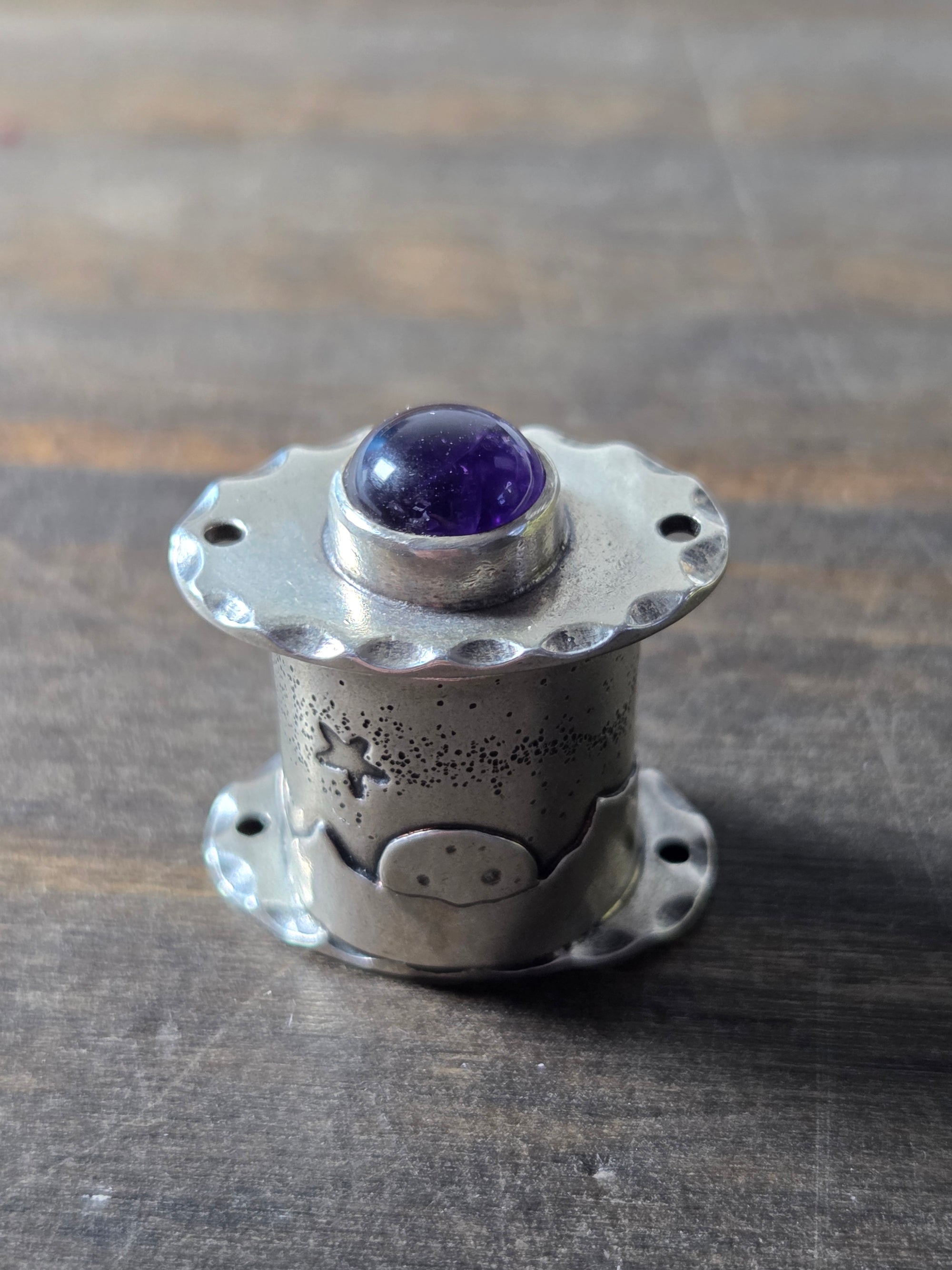 Starry Sky Amethyst Locket Pendant - Silver Pendant   6831 - handmade by Beth Millner Jewelry