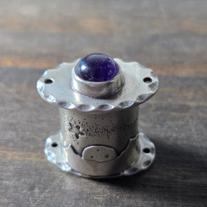 Starry Sky Amethyst Locket Pendant - Silver Pendant   6831 - handmade by Beth Millner Jewelry
