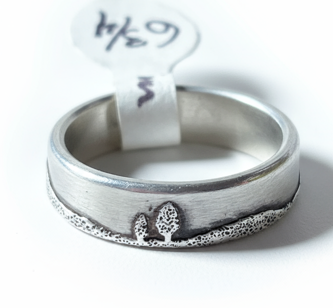 Conifer Couple Sterling Silver Ring Size 6.75 - Wedding Ring   1043 - handmade by Beth Millner Jewelry