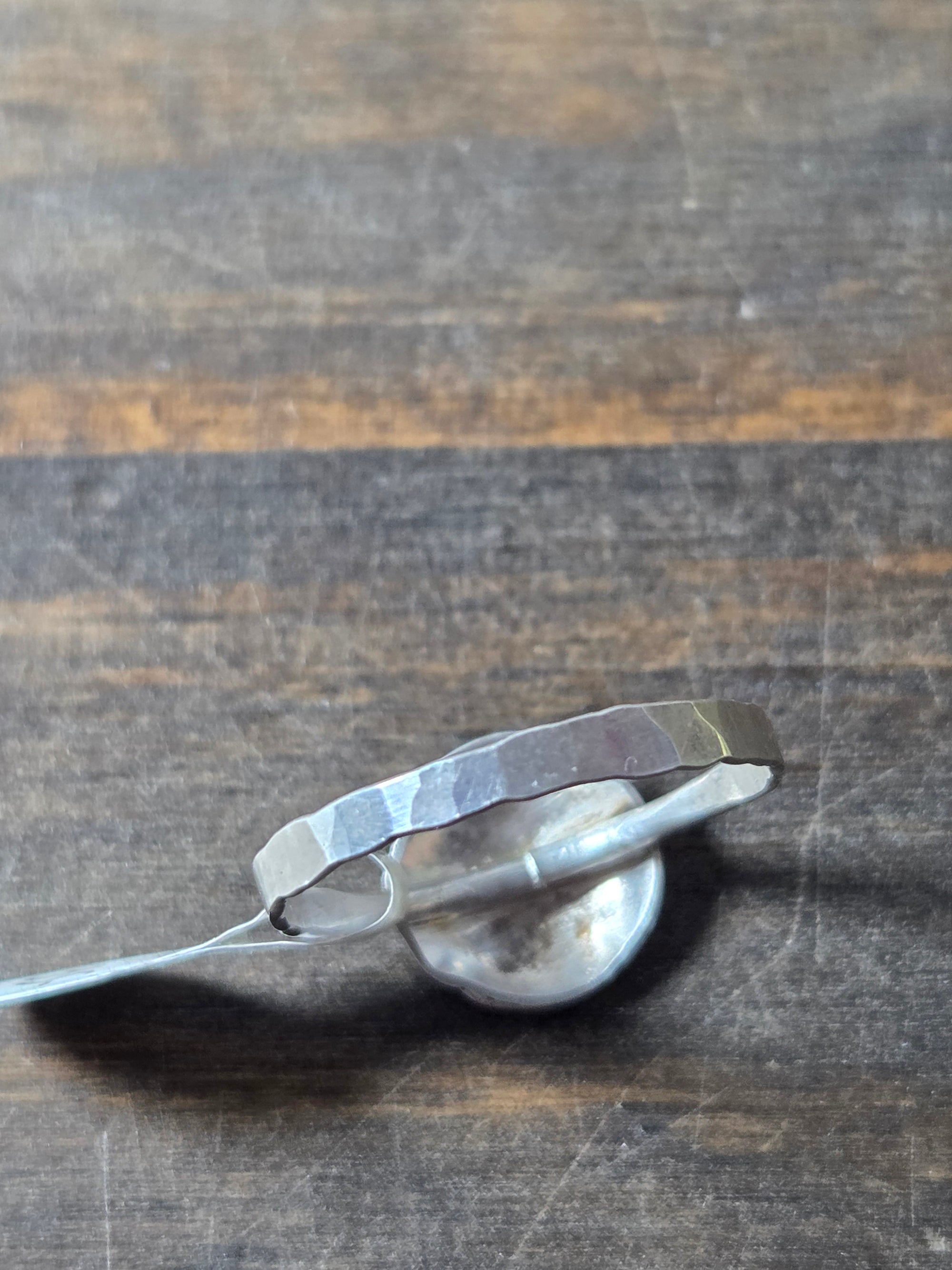 Mini Round Mixed Metal Darkened Earth Single Band Ring Size 9.75 - Wedding Ring   1010 - handmade by Beth Millner Jewelry