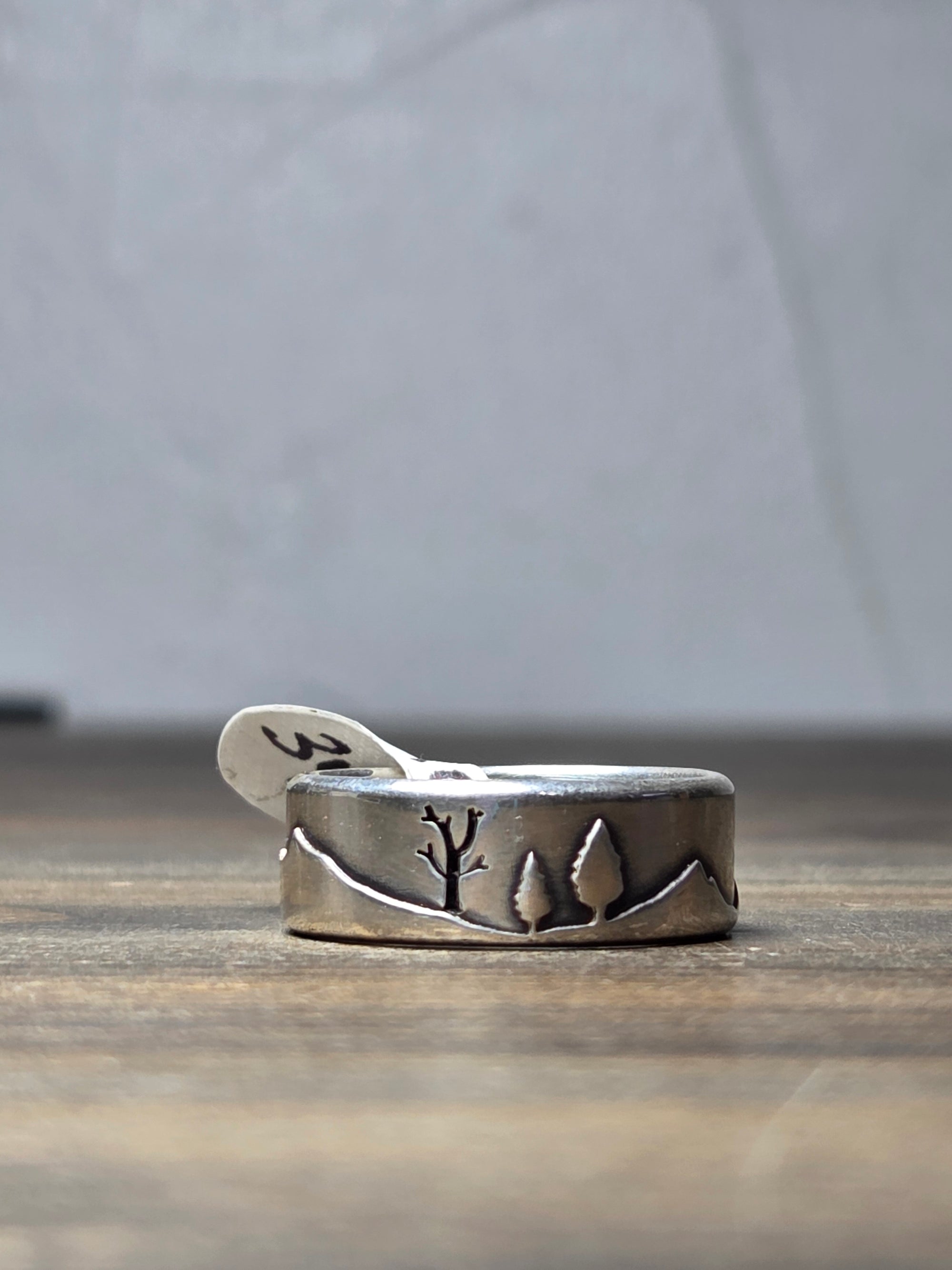 Hillside Forest Wedding Band Sterling Silver Size 10 - Wedding Ring   1009 - handmade by Beth Millner Jewelry