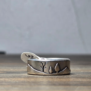 Hillside Forest Wedding Band Sterling Silver Size 10 - Wedding Ring   1009 - handmade by Beth Millner Jewelry