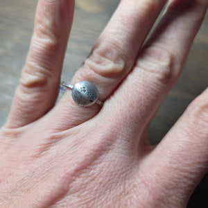 Floral Tree Bark Silver Ring 9.25 or 7 - Ring  9.5  7 MIL-130 - handmade by Beth Millner Jewelry