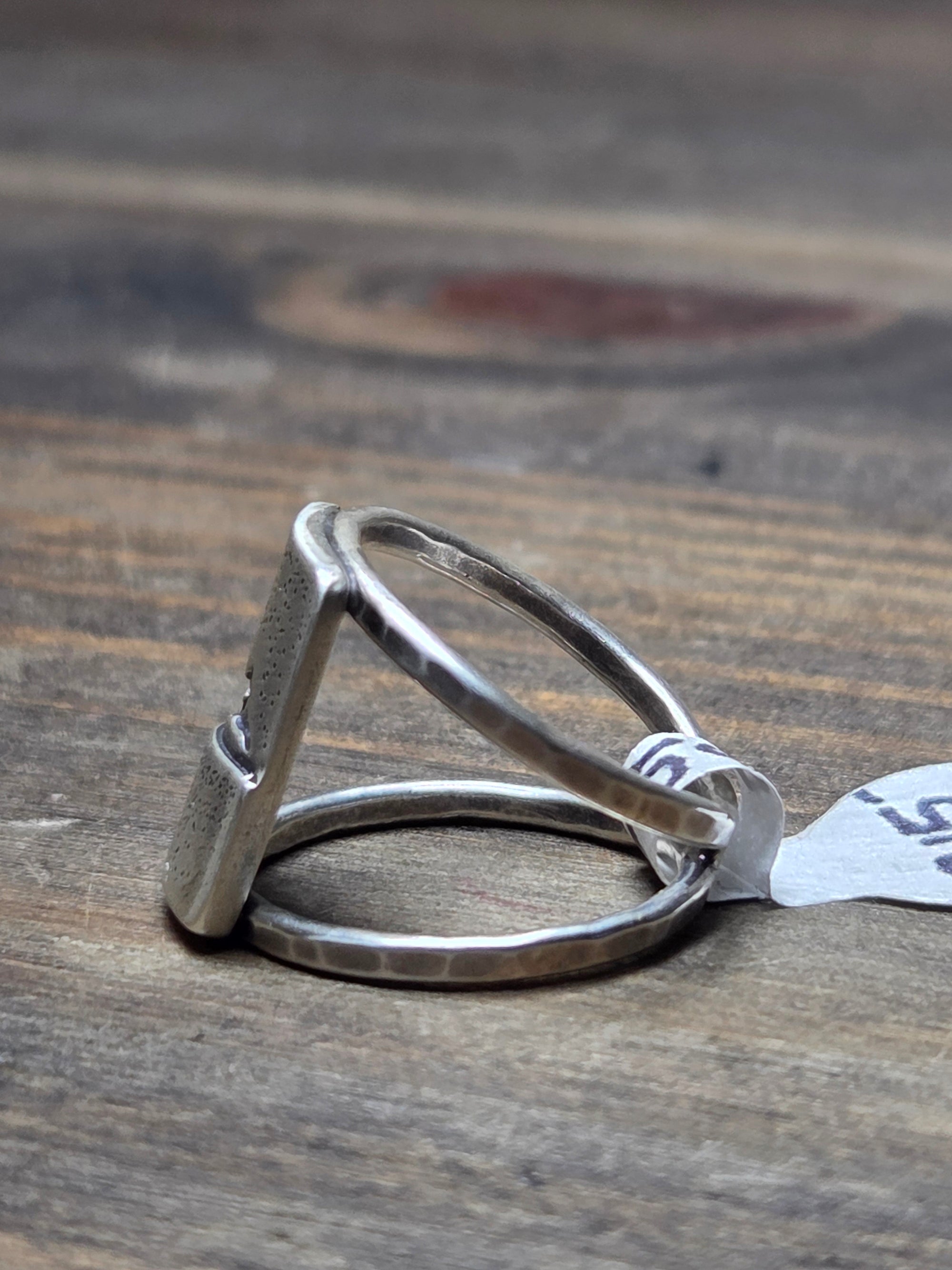 Rabbit on a Starry Night Double Band Ring 4.75 5.75 or 9 - Silver Pendant  4.75  5.75 3759 - handmade by Beth Millner Jewelry