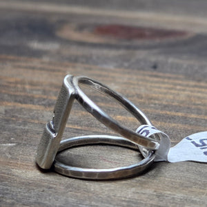 Rabbit on a Starry Night Double Band Ring 4.75 5.75 or 9 - Silver Pendant  4.75  5.75 3759 - handmade by Beth Millner Jewelry