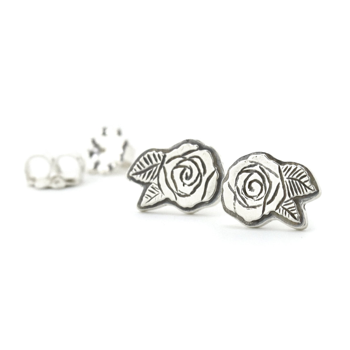 Rose Post Earrings - Silver Earrings   6950 - handmade by Beth Millner Jewelry