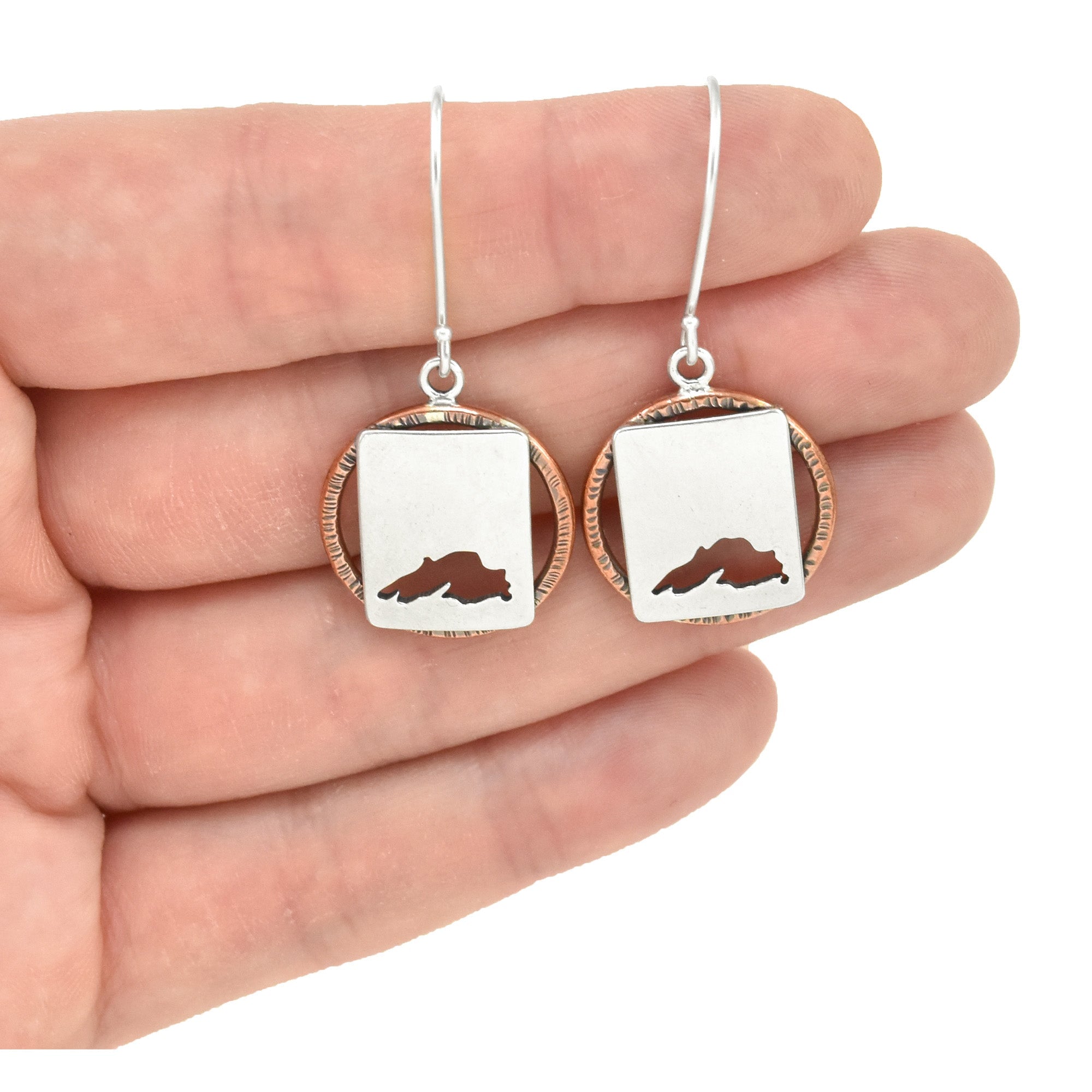 Simple Lake Superior Hoop Earrings - Mixed Metal Earrings   7091 - handmade by Beth Millner Jewelry