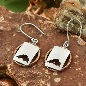 Simple Lake Superior Hoop Earrings - Mixed Metal Earrings   7091 - handmade by Beth Millner Jewelry