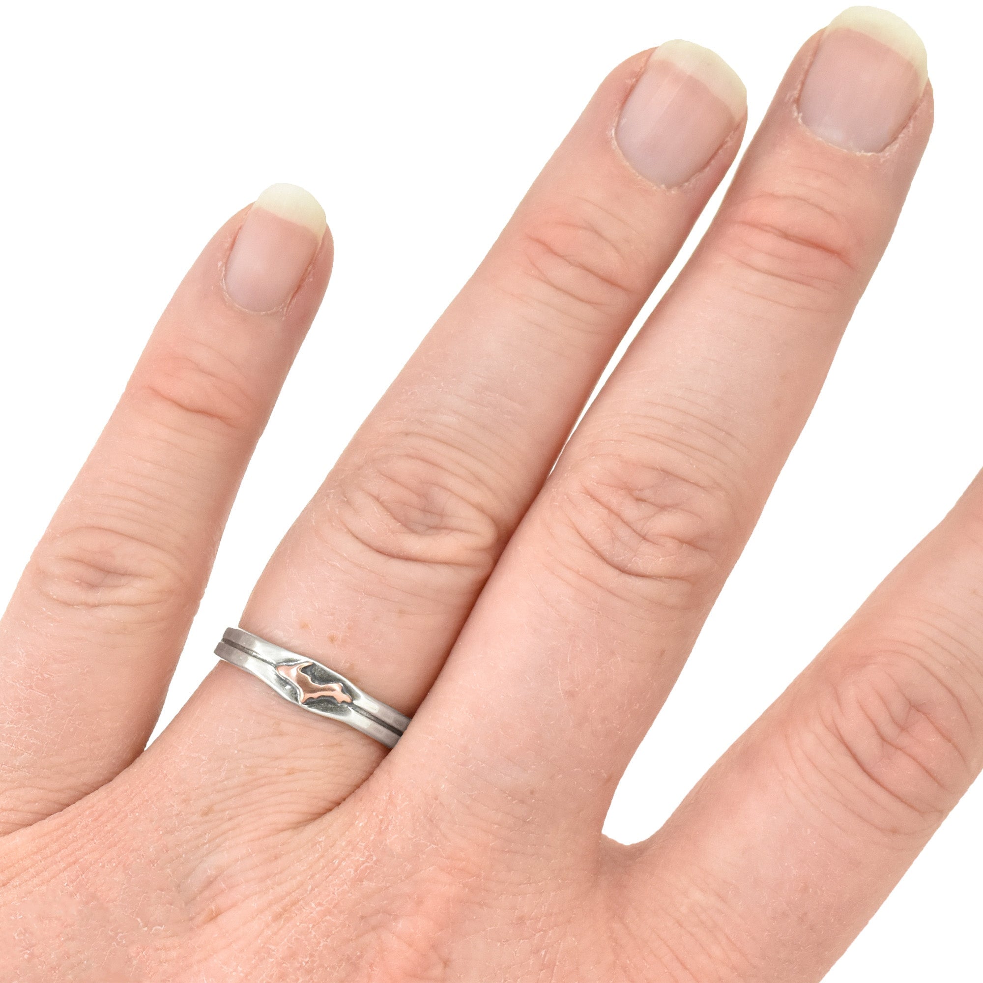 Upper Peninsula Double Stack Ring - Ring Select Size 4 7095 - handmade by Beth Millner Jewelry