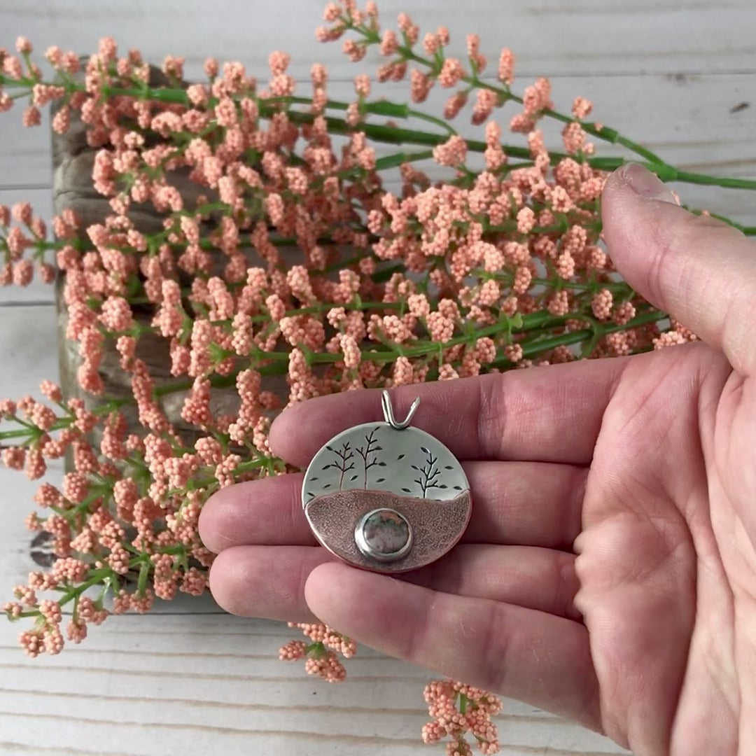 Falling Leaves Copper Agate Wonderland Pendant No. 5 - Mixed Metal Pendant   6660 - handmade by Beth Millner Jewelry