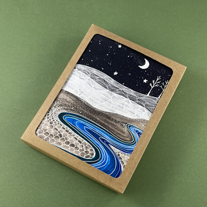 4 Pack - Meandering Midnight River Greeting Card - Tree Planted with Purchase - Artisan Goods   5374-4 - handmade by Beth Millner Jewelry