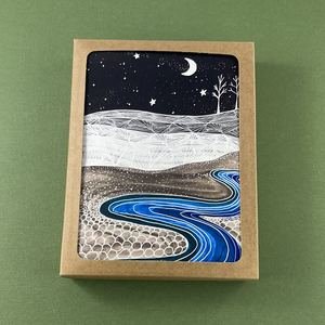 4 Pack - Meandering Midnight River Greeting Card - Tree Planted with Purchase - Artisan Goods   5374-4 - handmade by Beth Millner Jewelry