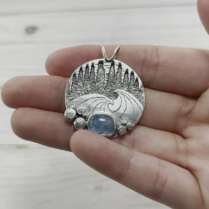 Frosted Shoreline Aquamarine Wonderland Pendant No. 1 - Silver Pendant   6844 - handmade by Beth Millner Jewelry
