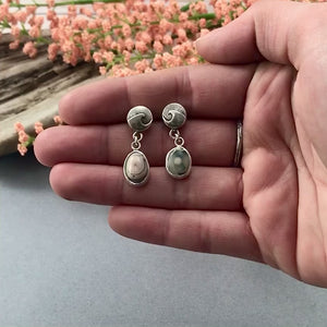 Mini Cresting Wave Agate Earrings - Silver Earrings   6585 - handmade by Beth Millner Jewelry