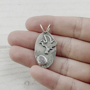 Small Nesting Crane Wonderland Pendant - Silver Pendant   6935 - handmade by Beth Millner Jewelry