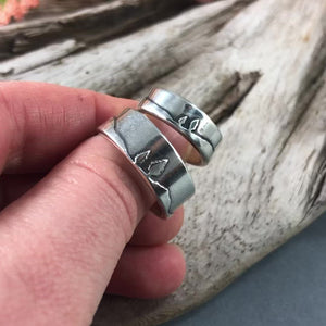 Silver Conifer Couple Ring - Wedding Ring  6mm / Select Size  6mm / 4 1591 - handmade by Beth Millner Jewelry