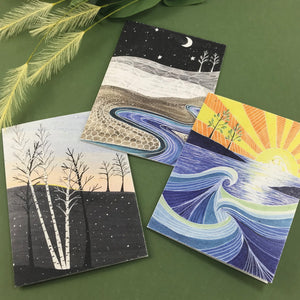 6 Pack Variety - Evening Scenes Greeting Cards - Tree Planted with Purchase - Artisan Goods   5670 - handmade by Beth Millner Jewelry