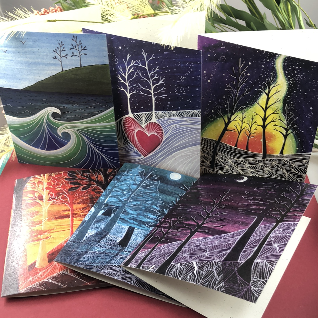 6 Pack Variety - Locally Inspired Greeting Cards - Tree Planted with Purchase - Artisan Goods   5483 - handmade by Beth Millner Jewelry