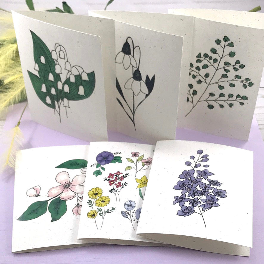 6 Pack Variety - Spring Flower Greeting Cards - Tree Planted with Purchase - Artisan Goods   5800 - handmade by Beth Millner Jewelry