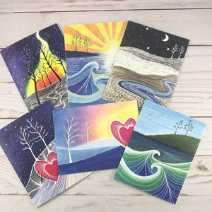 6 Pack Variety - Winter Landscapes Greeting Cards - Tree Planted with Purchase - Artisan Goods   6674 - handmade by Beth Millner Jewelry