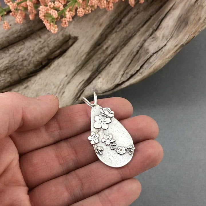 Apple Blossom Pendant - Silver Pendant   5773 - handmade by Beth Millner Jewelry