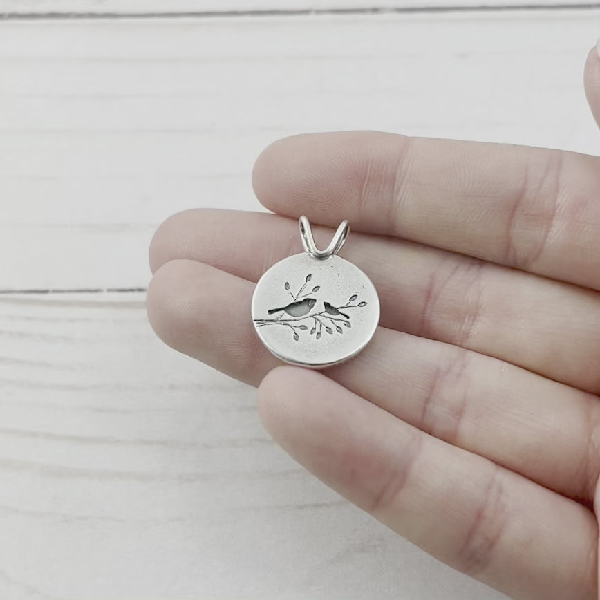 Summer Songbird Duet Pendant - Silver Pendant - handmade by Beth Millner Jewelry