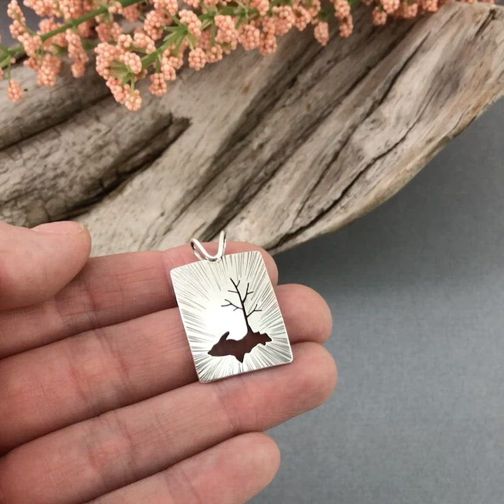 Radial Upper Peninsula Family Tree Silver Pendant, Silver Pendant handmade by Beth Millner Jewelry