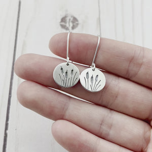 Small Cattail Earrings - Silver Earrings   6877 - handmade by Beth Millner Jewelry