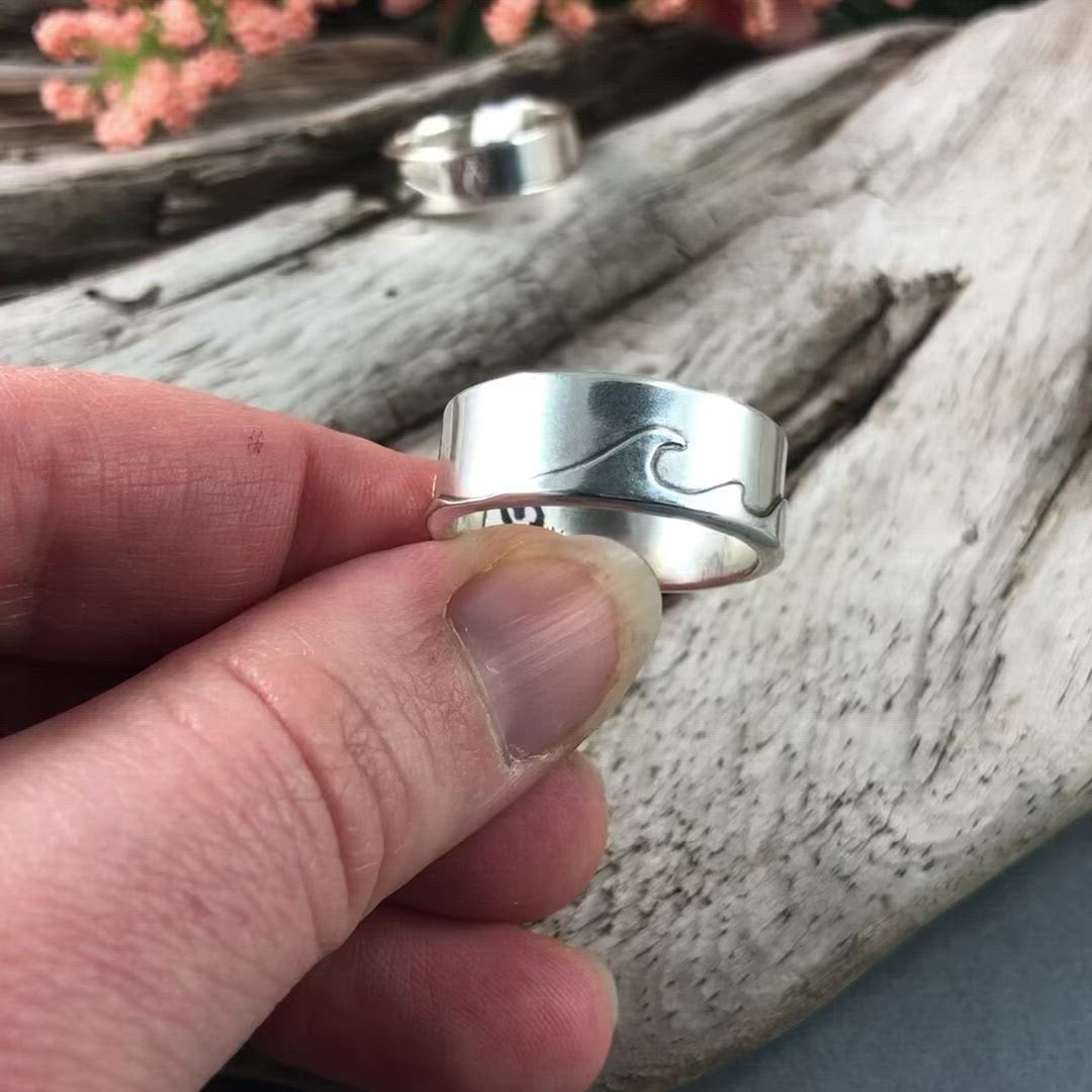 Silver Shoreline Ring - Wedding Ring 8mm / Select Size 8mm / 4 2763 - handmade by Beth Millner Jewelry
