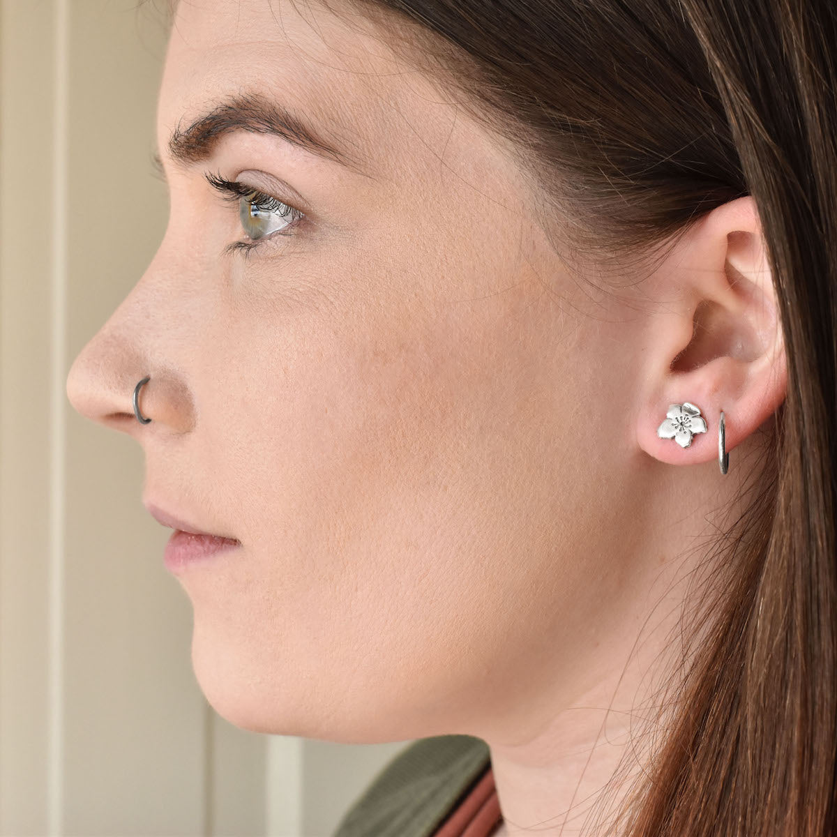 Apple Blossom Post Earrings - Silver Earrings   5775 - handmade by Beth Millner Jewelry