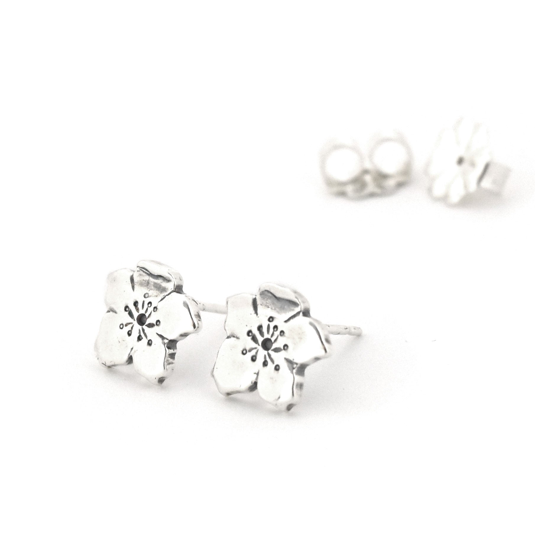 Apple Blossom Post Earrings - Silver Earrings   5775 - handmade by Beth Millner Jewelry
