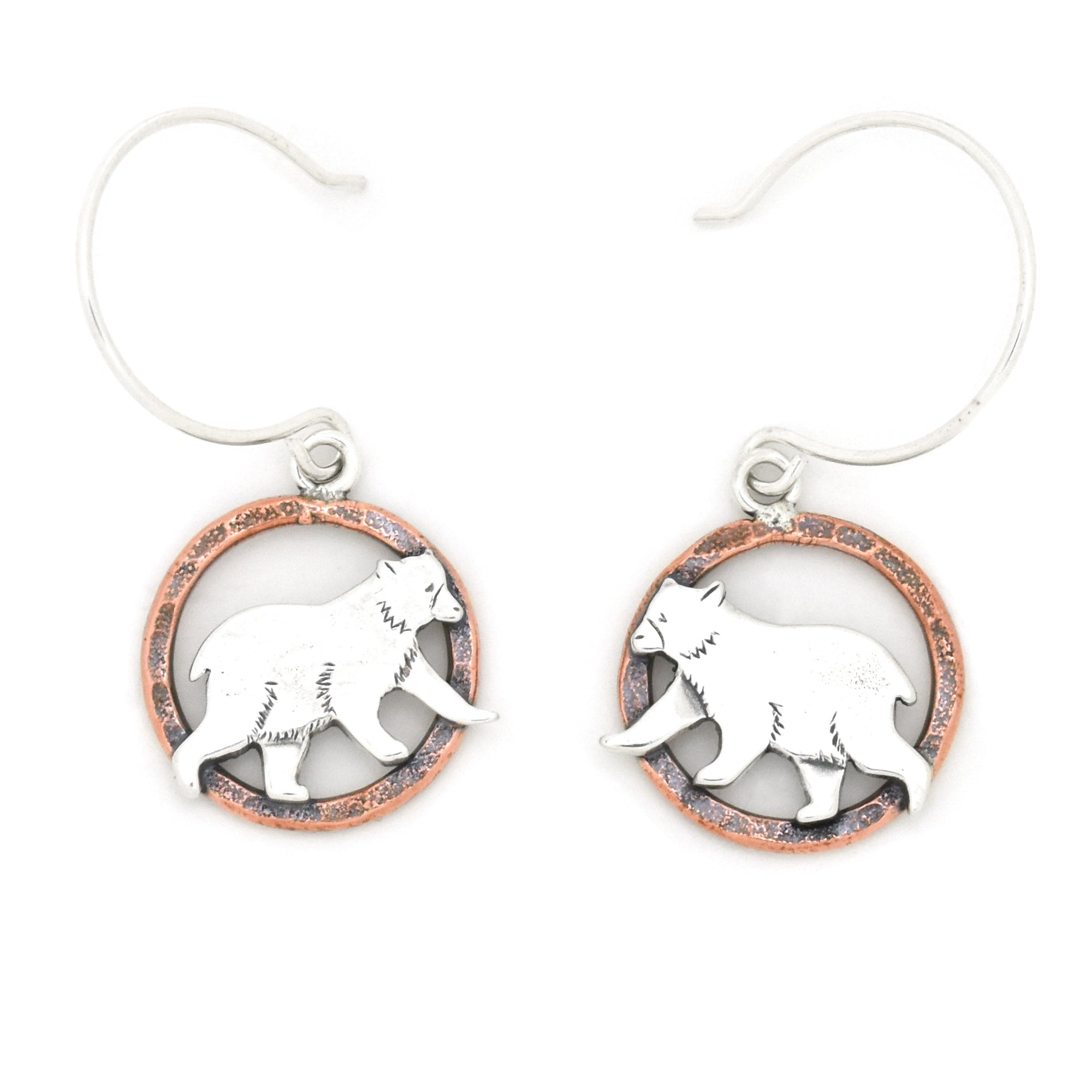 Autumn Bear Earrings - Mixed Metal Earrings   6606 - handmade by Beth Millner Jewelry