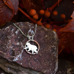 Autumn Bear Pendant - Mixed Metal Pendant   6607 - handmade by Beth Millner Jewelry
