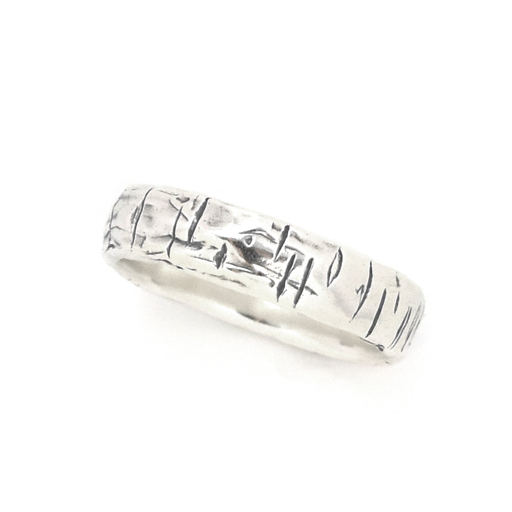 Silver Birch Tree Trunk Ring - Wedding Ring Select Size 4 6052 - handmade by Beth Millner Jewelry