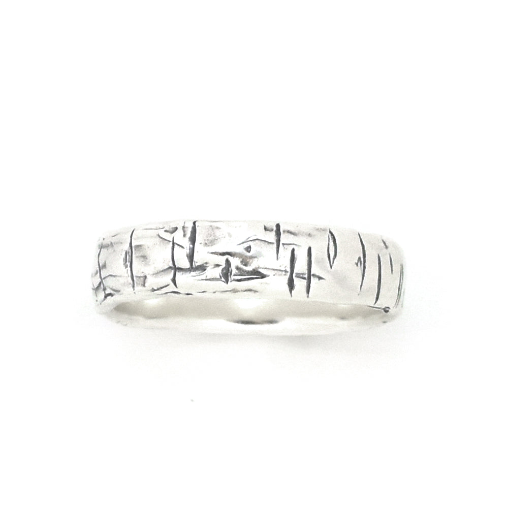Silver Birch Tree Trunk Ring - Wedding Ring  Select Size  4 6052 - handmade by Beth Millner Jewelry