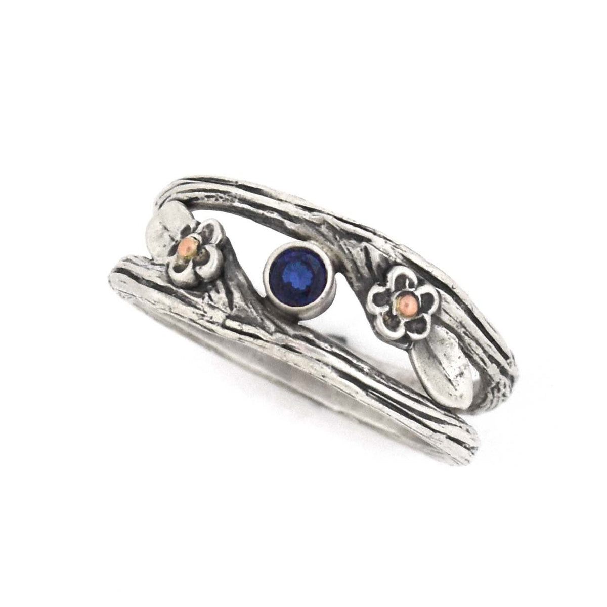 Blossoming Romance Twig Ring - your choice of stone - Wedding Ring Blue Sapphire Teal Montana Sapphire 3897 - handmade by Beth Millner Jewelry