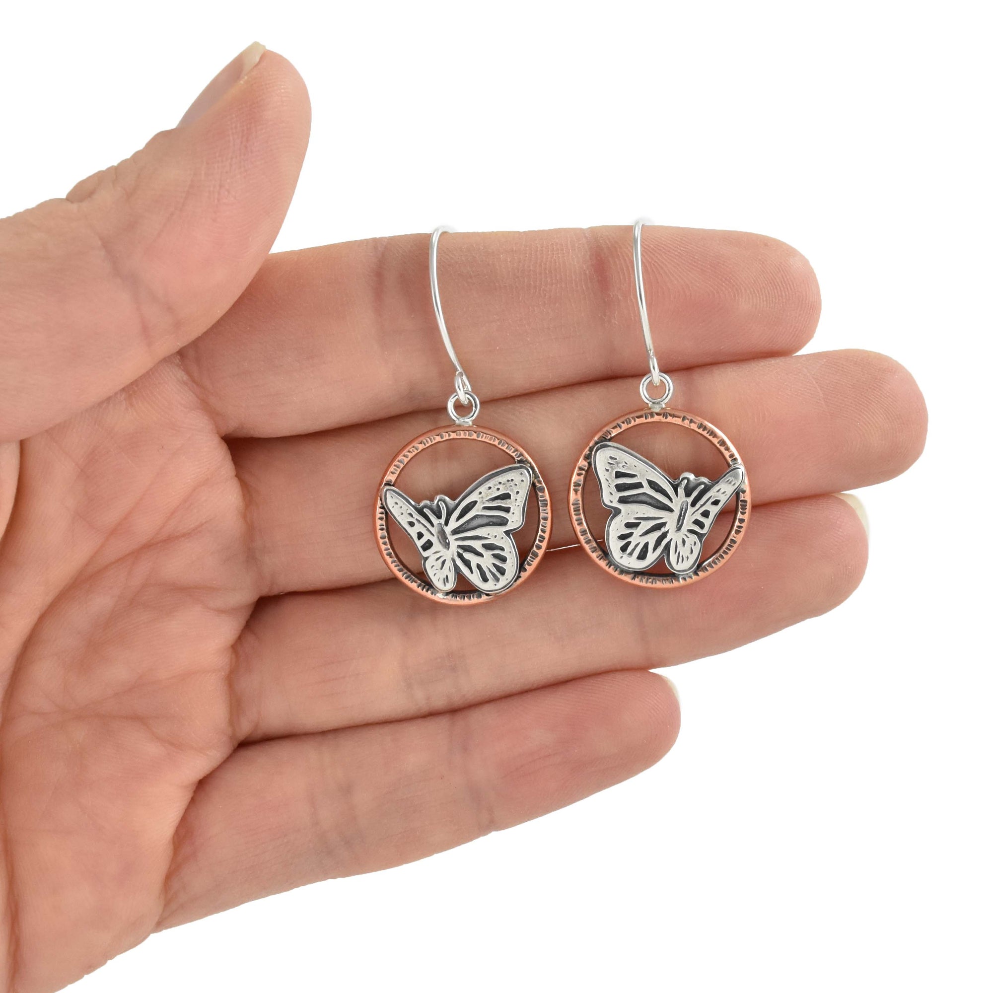 Butterfly Earrings - Mixed Metal Earrings   4015 - handmade by Beth Millner Jewelry