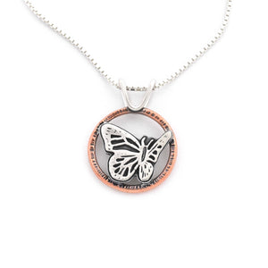 Butterfly Pendant - Mixed Metal Pendant   4014 - handmade by Beth Millner Jewelry
