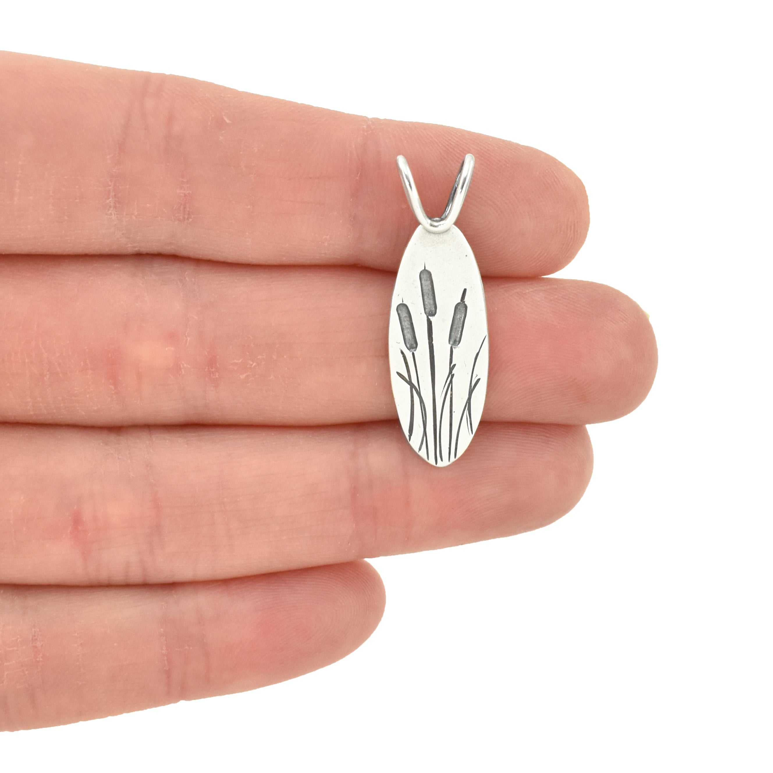 Cattails Pendant - Silver Pendant   6875 - handmade by Beth Millner Jewelry