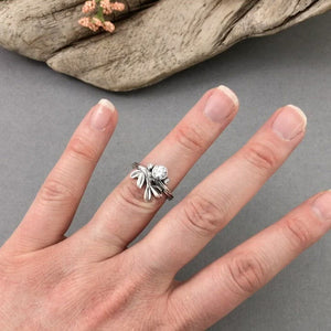 Silver Growing Love Diamond Twig Ring - your choice of 5mm stone - Wedding Ring  Recycled Diamond  Conflict Free Diamond 6166 - handmade by Beth Millner Jewelry